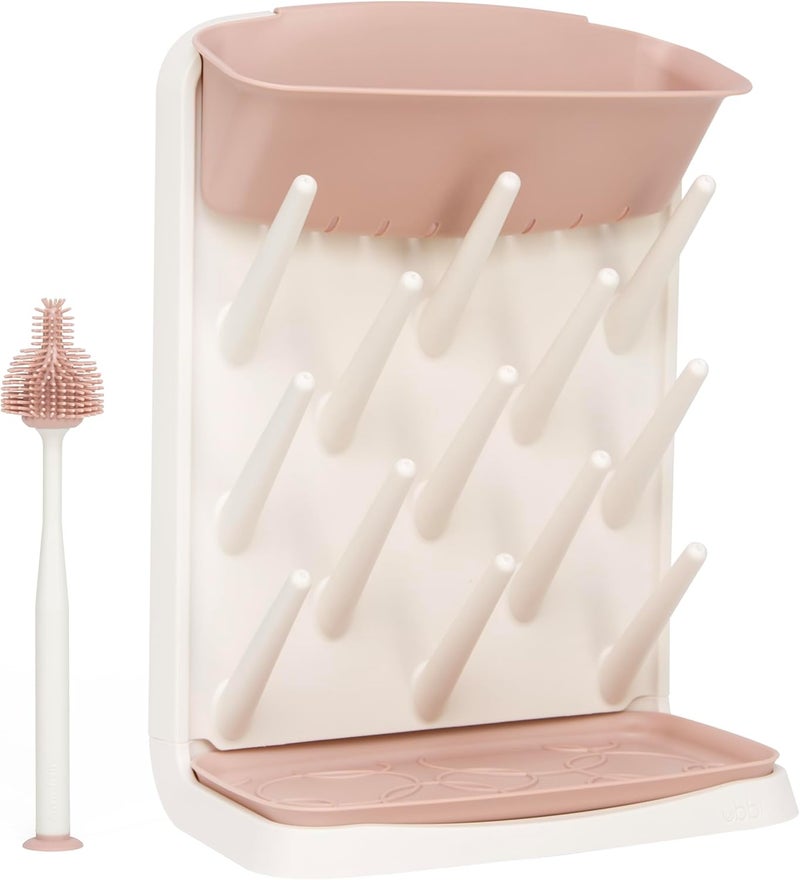 Emulait Ubbi Vertical Drying Rack, Baby Accessory, Space Saving Countertop with Cleaning Brush - Image 1